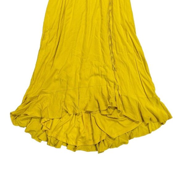 Torrid Maxi Rayon‎ Slub Surplice Wrap Dress Sulphur Plus Size 2X Boho Relax - Picture 5 of 13